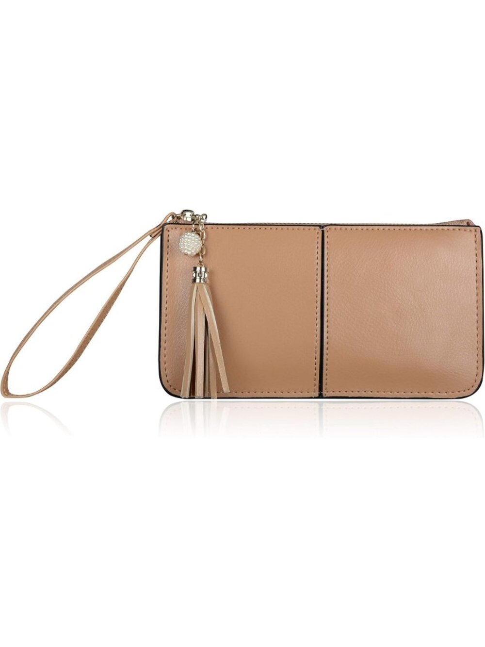 Women’s Tan Brown Genuine Leather Wristlet Clutch Slim Holder Wallet Purse